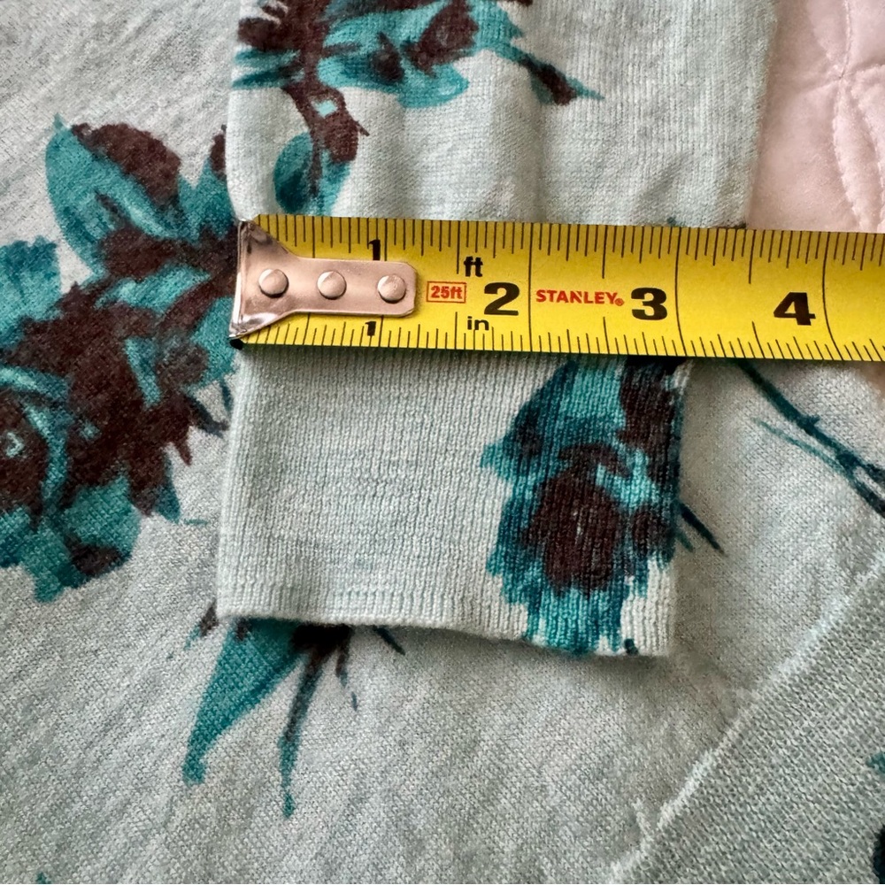 Talbots Pure Italian Merino Wool Button Down Cardigan Mint Teal Floral Size S - Picture 8 of 15